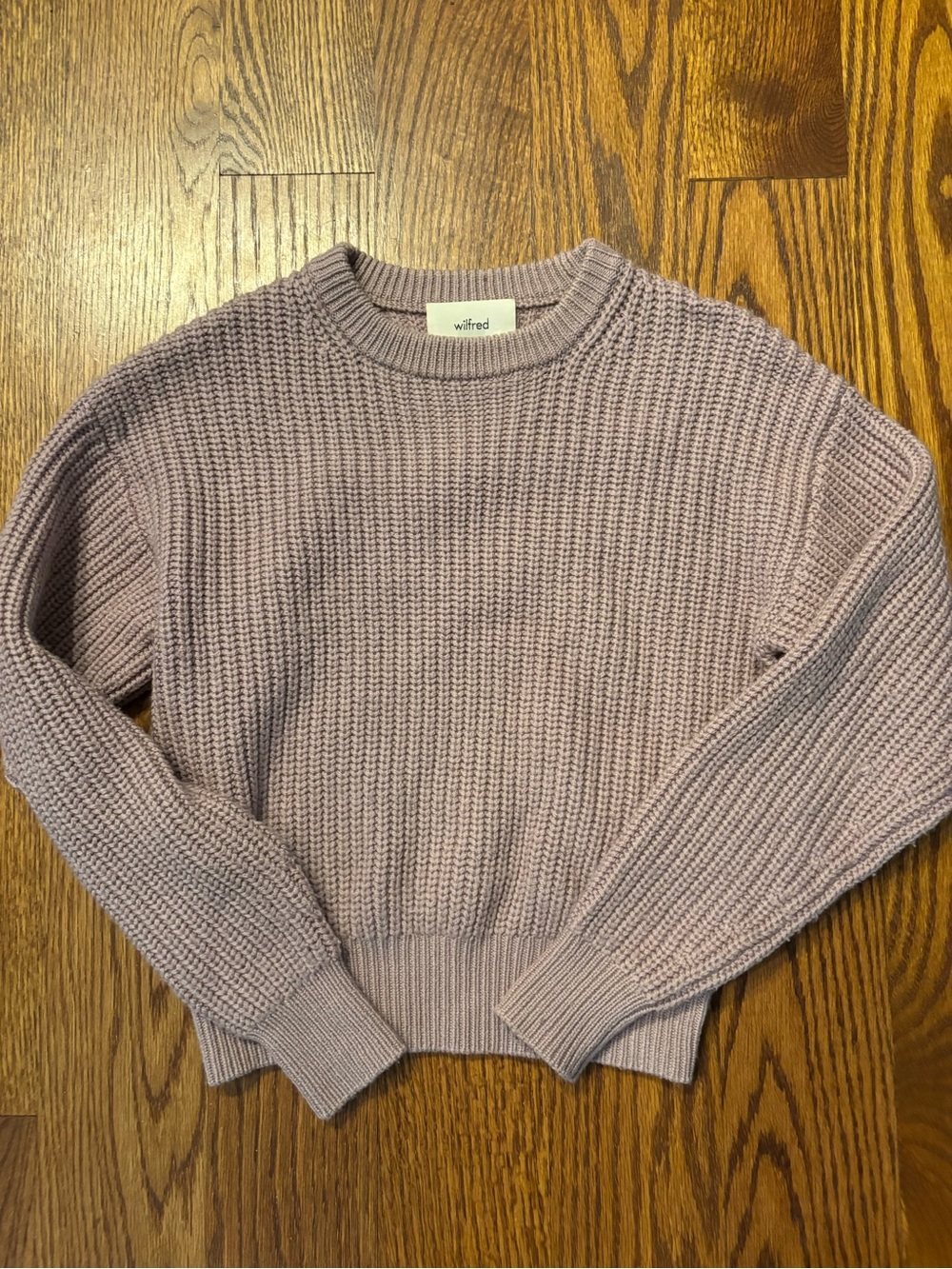 Aritzia Wilfred Waffle-Knit Crewneck Sweater in Lavender